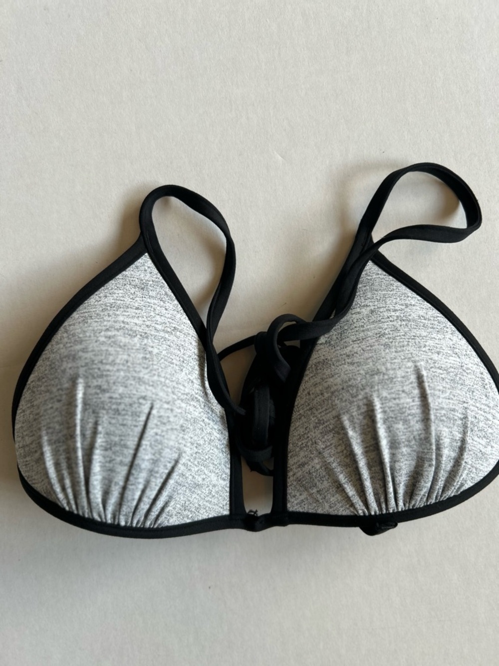 H&M Gray Triangle Bikini Top with Black Trim Size 4